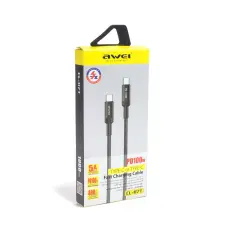 Кабель Type-C to Type-C 100W, 5A, 1m, Чёрный (Awei CL-117T)